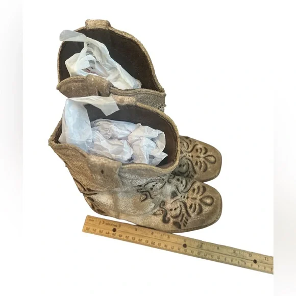 Little Girl Roper Belle Tan Cowboy Western Boots GUC sz 12 Leather Upper Balance - Picture 1 of 17